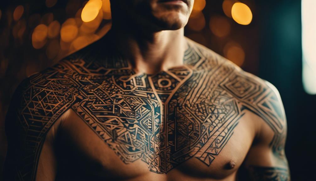 Geometric Chest Tattoos for Men With Abstract Patterns